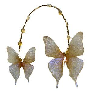 Beaded Butterfly Suncatcher Pastel Clear Crystal Prism Hanging Patio Decor Yard